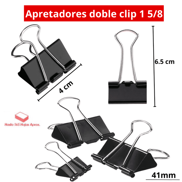 Sujetapapeles Metalicos Binder Clips Color Negro Pack 24 | Lider