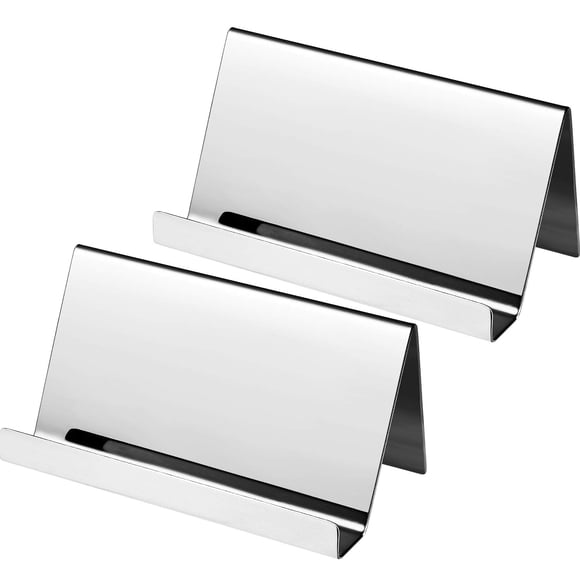 Portatarjetas de Negocios Maxdot de Acero Inoxidable Plateado Paquete de 2