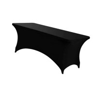 Magideal - Protector De Tela De Mesa Para La Mesa De La Mesa De La Mesa Del Rectángulo De 6 Pies Para El Espectáculo De Cumpleaños Fiesta Del Salón De Belleza De Negro