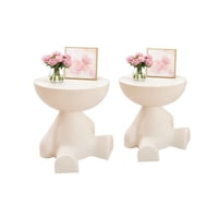 Todo Para El Hogar - El Guardián Sentado Mesa De Arrimo Escultural Blanco Invierno