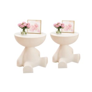 Todo Para El Hogar - El Guardián Sentado: Mesa De Arrimo Escultural Blanco Invierno