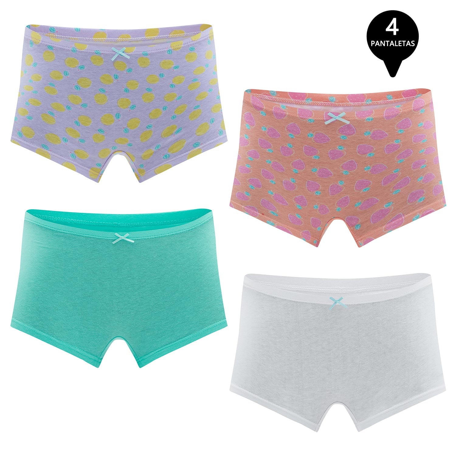 Calzon Boxer Pantaletta Algodón Niña Pack 4 | Lider