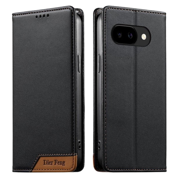 Funda Tipo Cartera de Cuero Sintético para Google Pixel 10A Bloqueo RFID, con Ranuras para Tarjetas y Bolsillo para Efectivo, Cierre Magnético Fuerte Negro