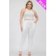 thumbnail image 2 of Conjunto De Top Corto Elástico De Tirantes Lisos Y Pantalón Fruncido Largo Blanco (talla Grande Para Mujer), 2 of 2