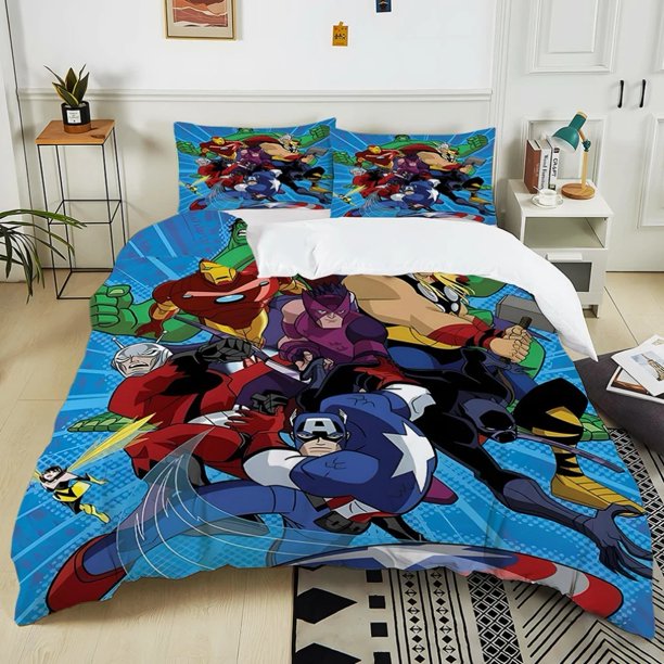 Avengers Bedding Set Cartoon Anime Marvels Hero Hulk Duvet Cover Set For Kids Boys Girls Adults Bedroom Decoration Bed Sheets