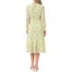thumbnail image 3 of INSPIRE CHIC Vestido de Mujer Floral Cuello Simulado Volante Manga Larga Chifón Flowy Vestidos Midi Línea A Amarillo S, 3 of 6