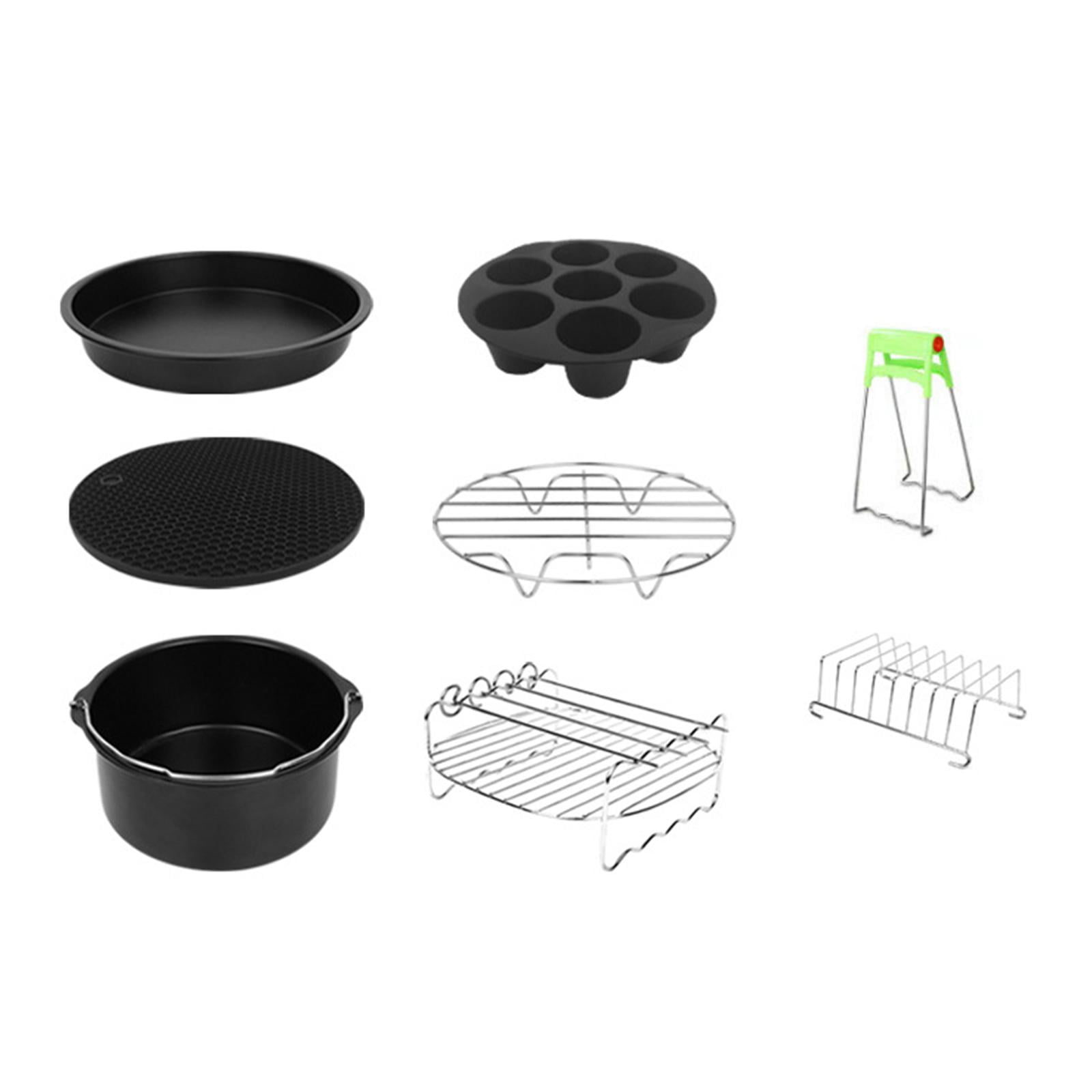 Bothyi - Juego De Accesorios Para Freidora De Aire Antiadherente De 8 Piezas, Tazas Para Muffins De 7 Orificios Para El Hogar De 3.5-6qt