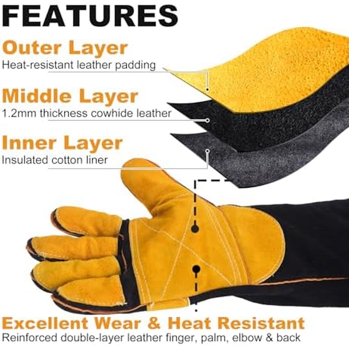 Guantes Soldador Topdc 16 Pulgadas Cuero 932af Resistente