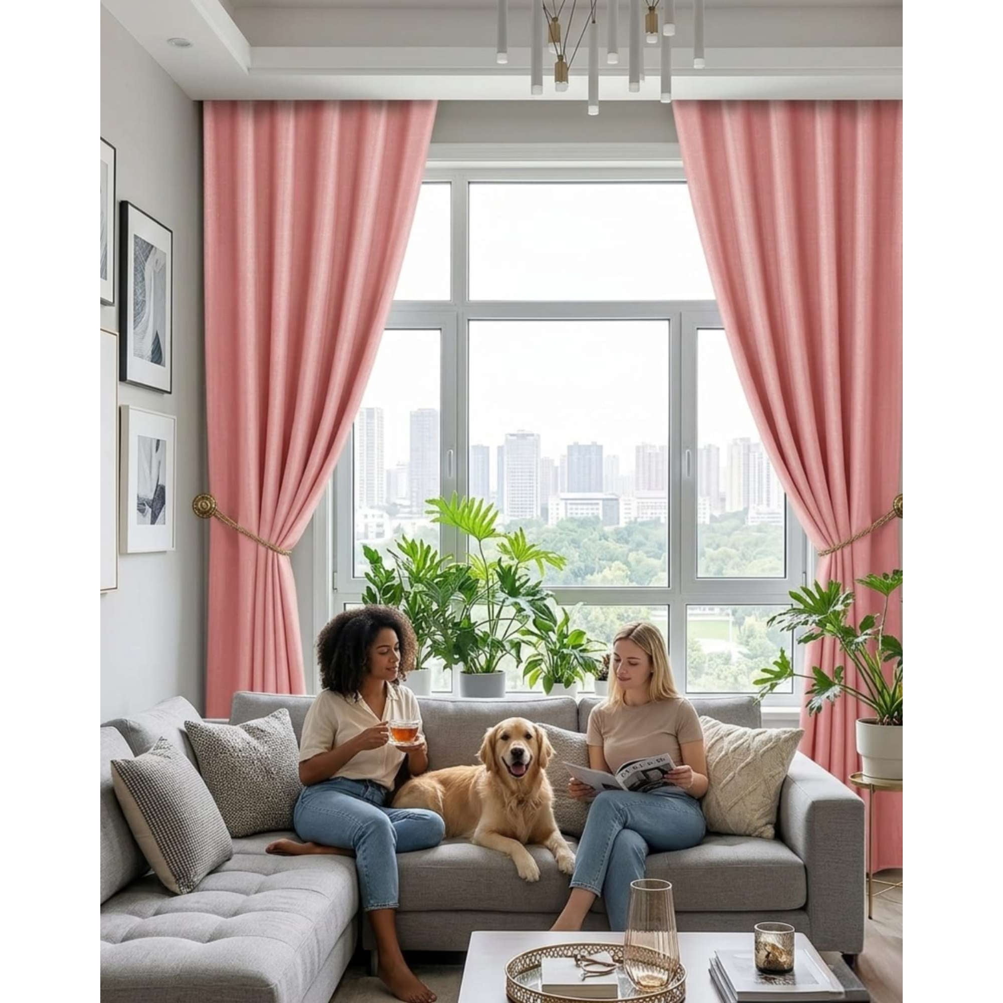 Mylhogar - Set De Cortinas Blackout Engomadas Modernas De Lujo