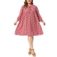 thumbnail image 2 of Agnes Orinda Vestido de Verano Talla Grande para Mujeres Escuela Universidades Vestido Midi Flowy con Cordón en el Cuello en V Babydoll Sundress 1X Rojo, 2 of 6