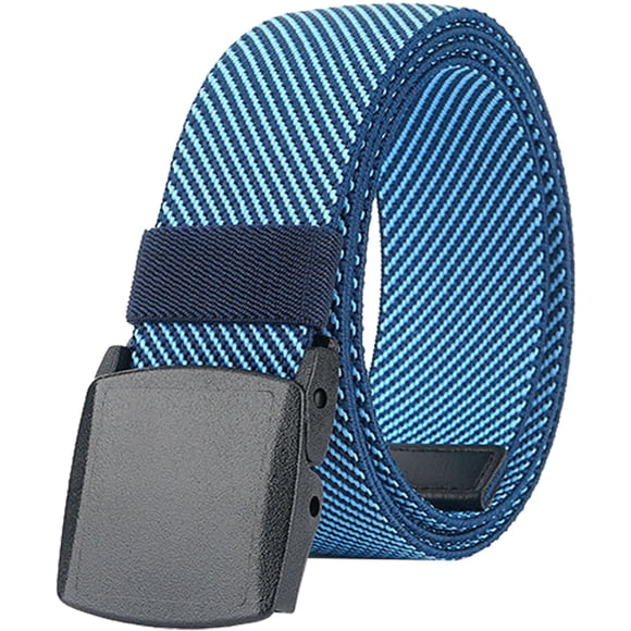 Cinturones elásticos para hombres y mujeres sin hebilla de plástico de metal para trabajo y viajes, 130cm, Azul