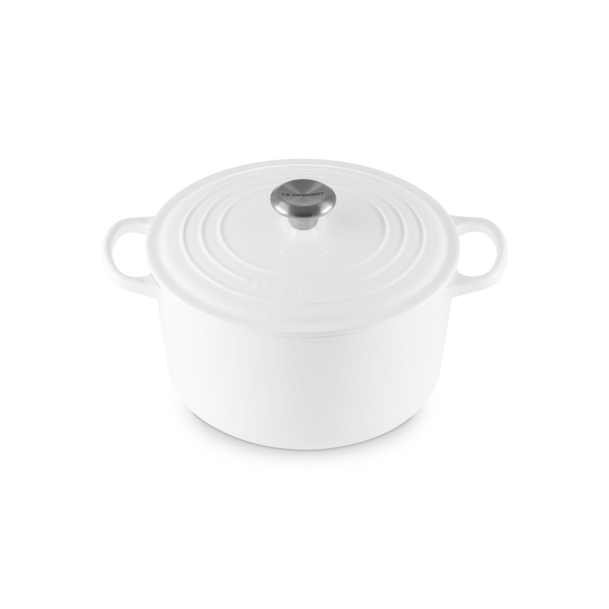 Horno Redondo Profundo Esmaltado De Hierro Fundido Le Creuset Signature De 6,5 Qt, Blanco