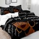 thumbnail image 3 of 3PCS Sexy Black Girl Duvet Cover Queen Set Pink Bag High Heels Get Naked Inspirational Quotes African American Bedding Set, 3 of 5