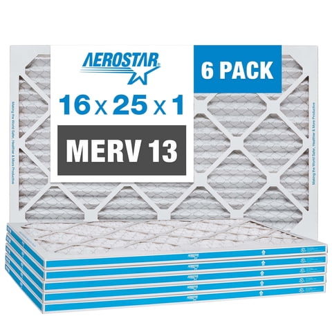 Filtro De Aire Aerostar Merv 13 16X25X1 - 6 Unidades Para Hvac