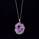 thumbnail image 1 of 1pc Irregular Hollow Agate Quartz Geode Slice Pendant Necklace with Amethyst Inlay and Gold Plated Edge, 1 of 5