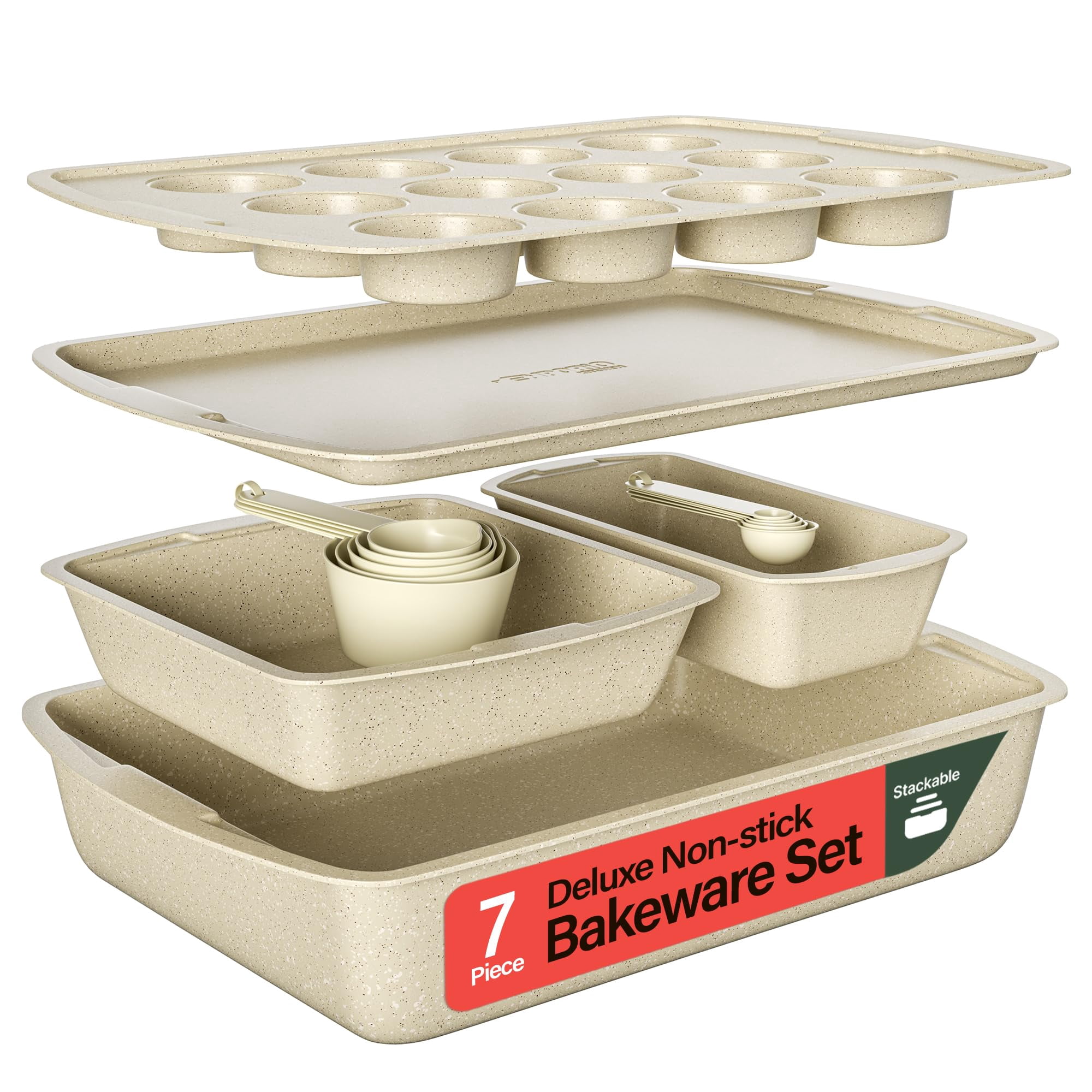 Set De Repostería Emporio Kitchen De 7 Piezas Antiadherente Con Acabado Mármol