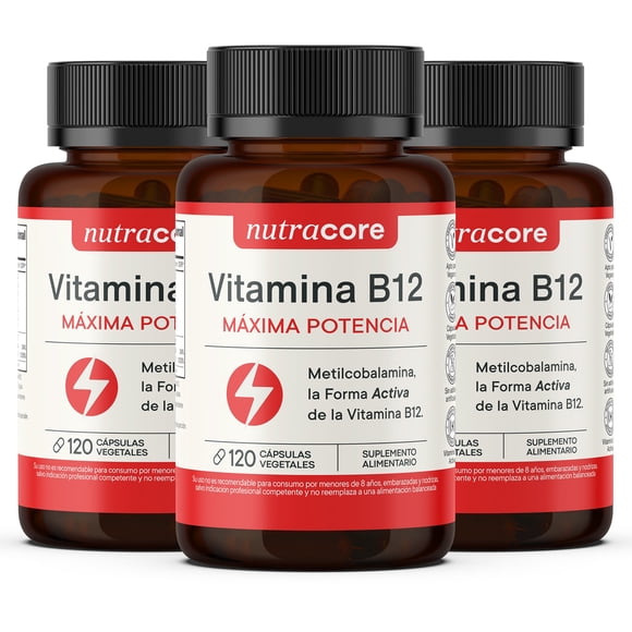 Vitamina B12 Activa 12mcg - Pack 3x120 Cáps Veg | NutraCore