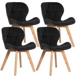 Pandalino - Pack 4 Sillas Rubik Velvet Negro | Elegancia Y Confort