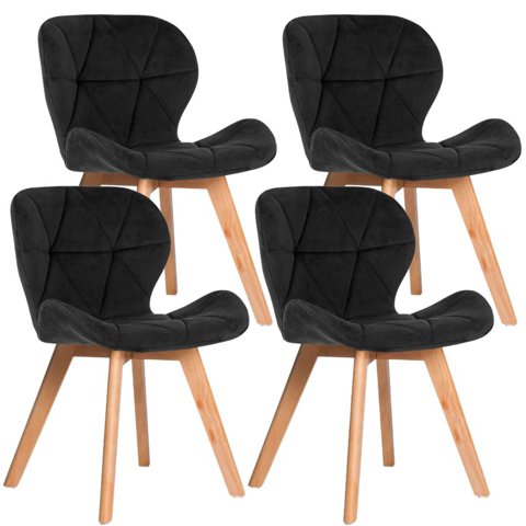 Pandalino - Pack 4 Sillas Rubik Velvet Negro | Elegancia Y Confort