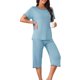 thumbnail image 4 of INSPIRE CHIC Conjunto de Pijama para Mujer de Manga Corta Modal Pantalones Capri M Azul, 4 of 6