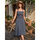 thumbnail image 4 of INSPIRE CHIC Vestido Midi de Mujer con Cuello Halter Verano Cintura Fruncida Vestido de Rayas para Playa y Vacaciones Talla L Azul Oscuro, 4 of 6