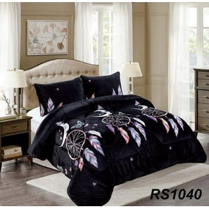Aladdins Shop - Cobertor De Invierno De Plush Y Chiporro King Negro Atrapa Sueños