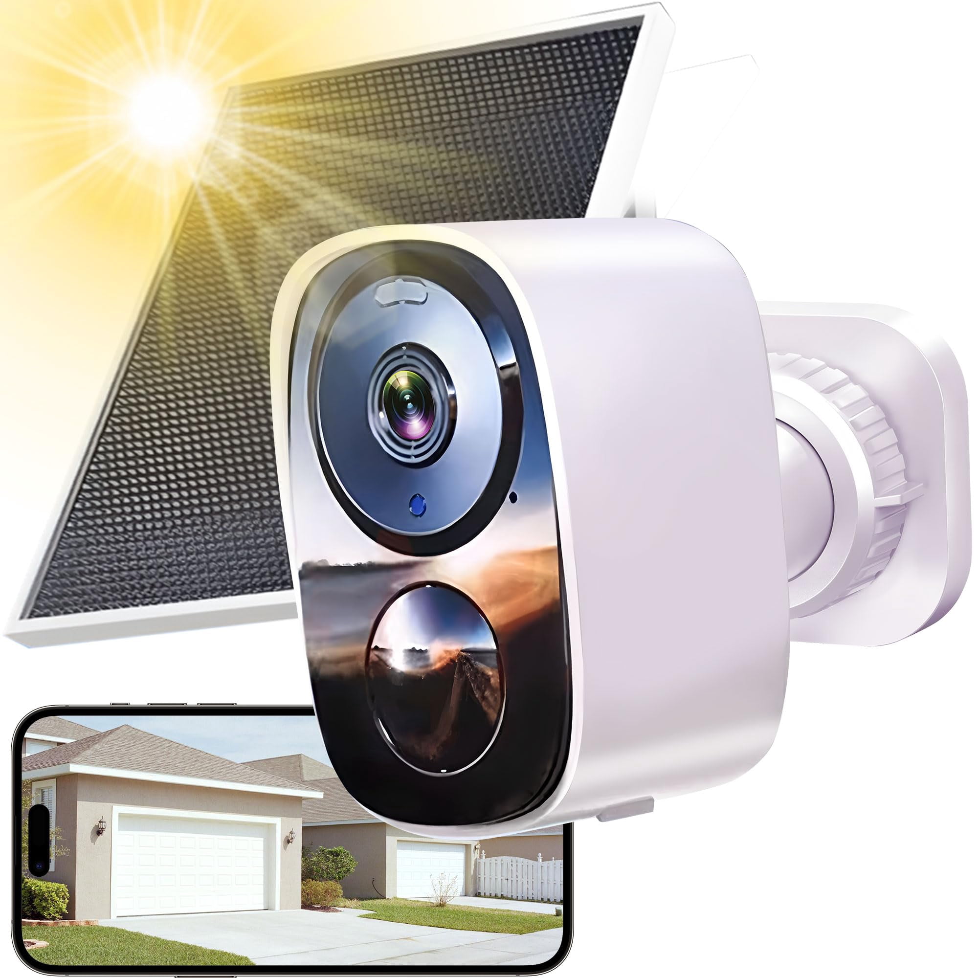 Cámaras De Seguridad Hitellarcam 2k Inalámbricas Para Exterior Con Panel Solar