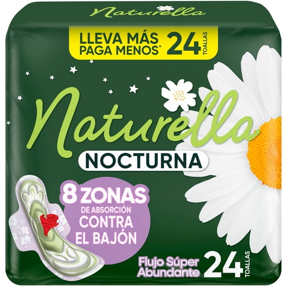 Toallas Higiénicas Nocturnas Extra Largas Flujo Súper Abundante Con Alas, 24 Un