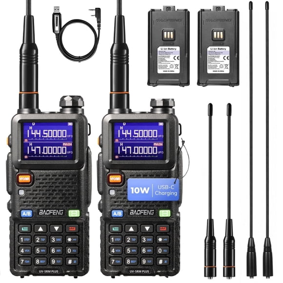 Ham Radio BAOFENG UV-5RM Plus, portátil de doble banda, 10 W, paquete de 2 unidades