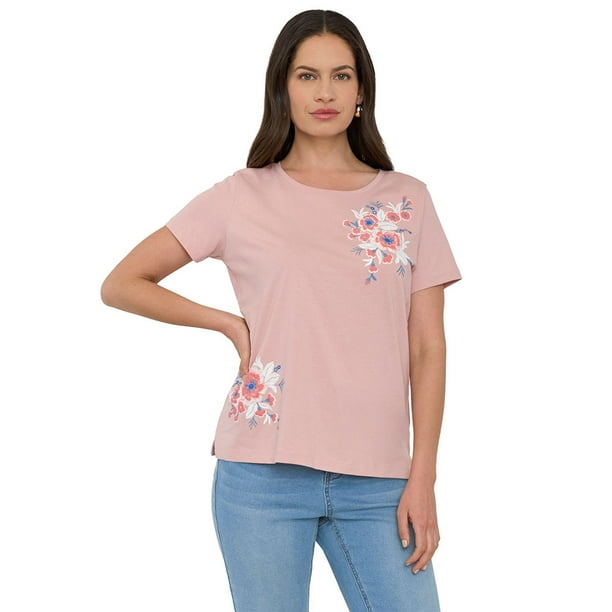 Polera Mujer M/C Focal Print Rosa Corona