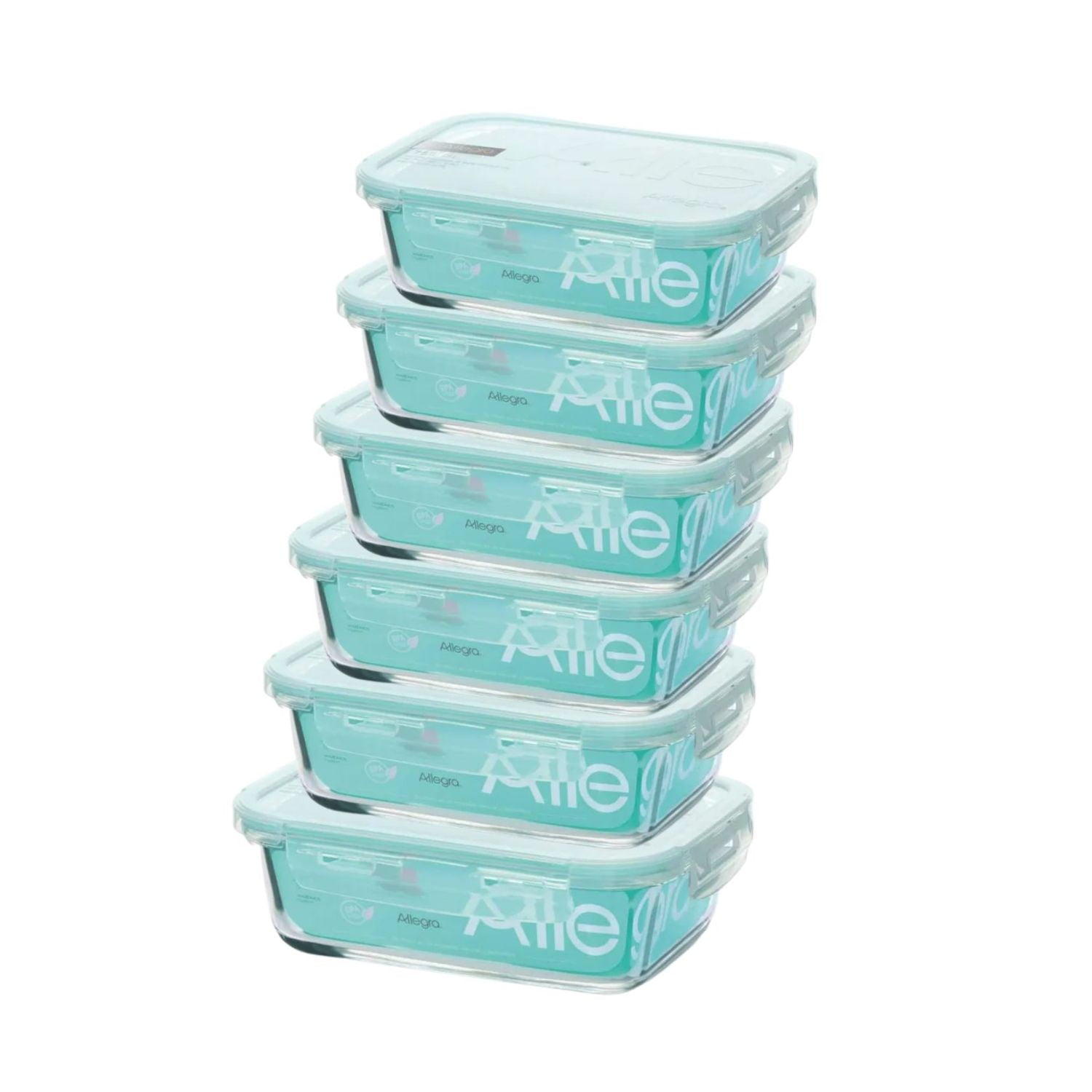 Set 6 Contenedores Hermetico Rectangular 1500ml Allegra