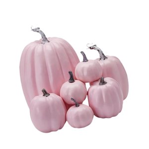 Bothyi - 7 Piezas De Calabazas Artificiales, Calabazas Decorativas Para La Cocina Navideña, Cosecha Rosa