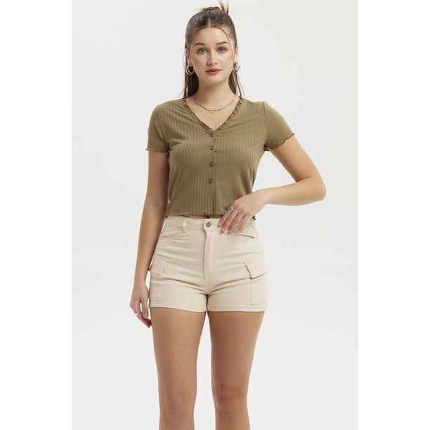 Polera Mujer Aplicación Vuelos Abotonado Verde Claro