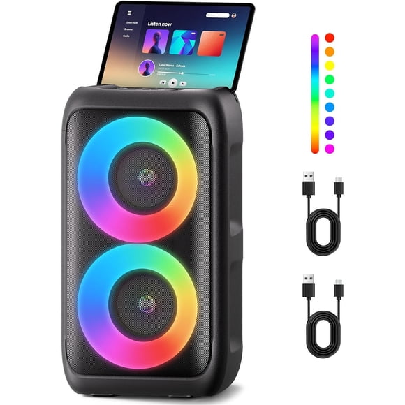 Parlante Bluetooth PWBSLAI T08 80W 2 Micrófonos LED Waterproof