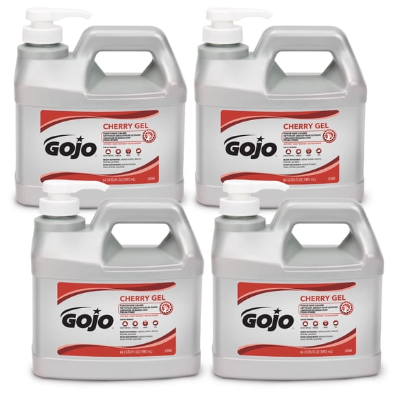 Limpiador de manos GOJO Cherry Gel Pumice, botella dosificadora de 1,89 L, x4