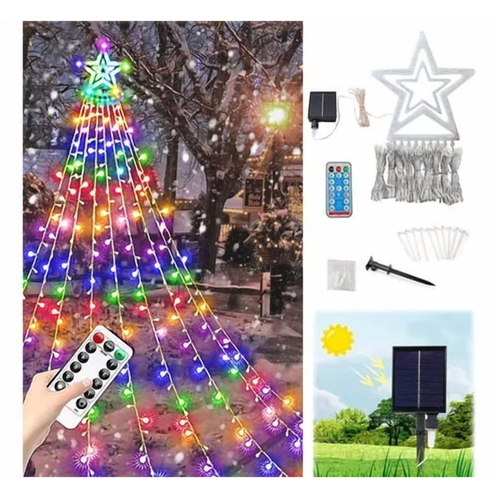 Casa Pagoda - Cascada De Luces Solares Navideñas Solares Multicolor