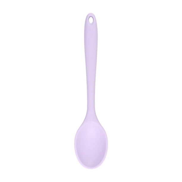 XmhyTop Cucharas de silicona , cucharas de silicona Púrpura de 2 piezas para comer, cuchara de 20.4x4.4cm para cocina, comedor, cocina y hornear
