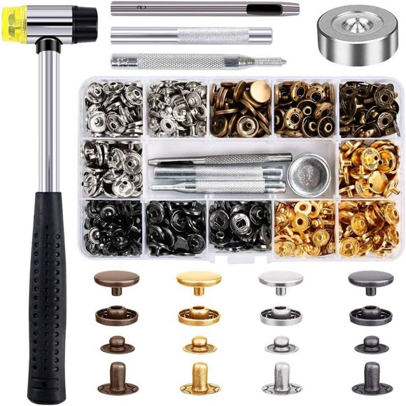 Set Snap Fasteners Kit Qfun 120 para botones metálicos de piel de 12 mm
