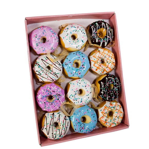 Juego de 12 donuts Ornament Kurt Adler, diseño realista de espuma de 7 cm