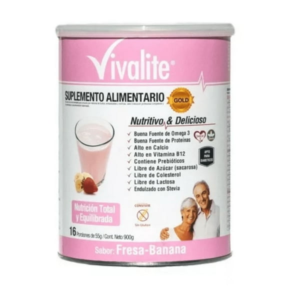Suplemento Vivalite Sabor Fresa-banana, 900 Grs.