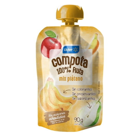 Compota 100% Mix Plátano 90 g Lider