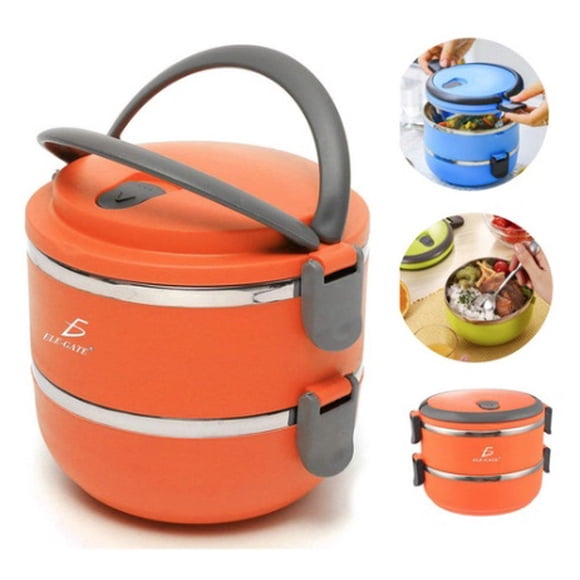 Lonchera Doble Compartimiento Térmica Naranja