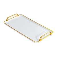 Magideal - Bandeja Para Servir Fruta, Plato Para Aperitivos Con Asas, Bandejas Para Comida, Decoración Elegante, Bandeja Para Sofá, Plato Para Servir Desayuno Al Mango Liso De 41 Cm.