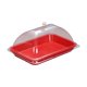 thumbnail image 2 of Soporte Para Tartas Con Tapa, Plato Transparente Para Postres, Tienda, Comedor, Restaurante, Color Rojo, 2 of 5