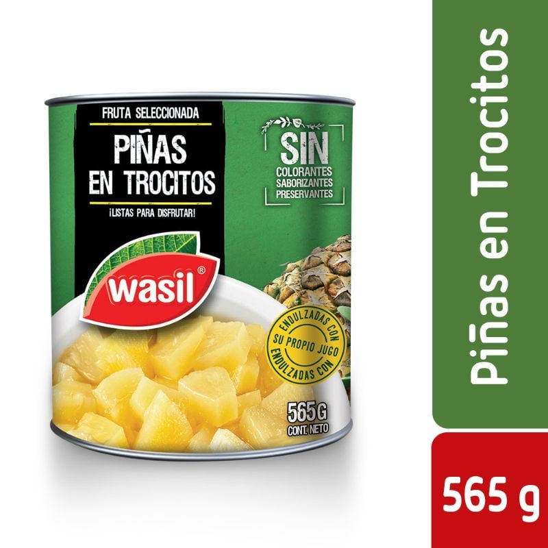 Piñas En Trocitos Tarro Drenado 340 g - Neto 565 g Wasil