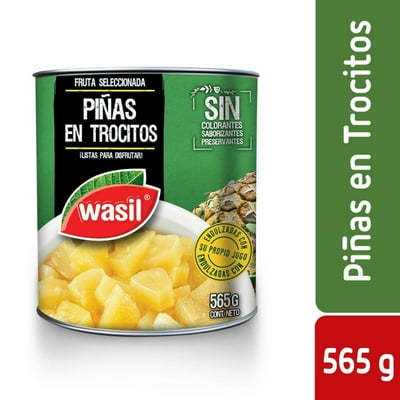 Piñas En Trocitos Tarro Drenado 340 G - Neto 565 G Wasil