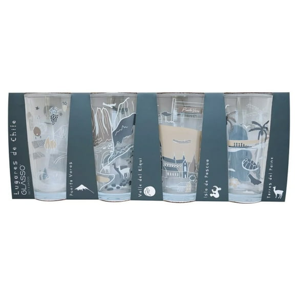 Set 4 Vasos Ciudades de Chile Collection Glasso