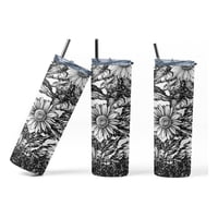 Sm - Termo Botella Agua Terminca Acero Inoxidable Flor De 600Ml Blanco