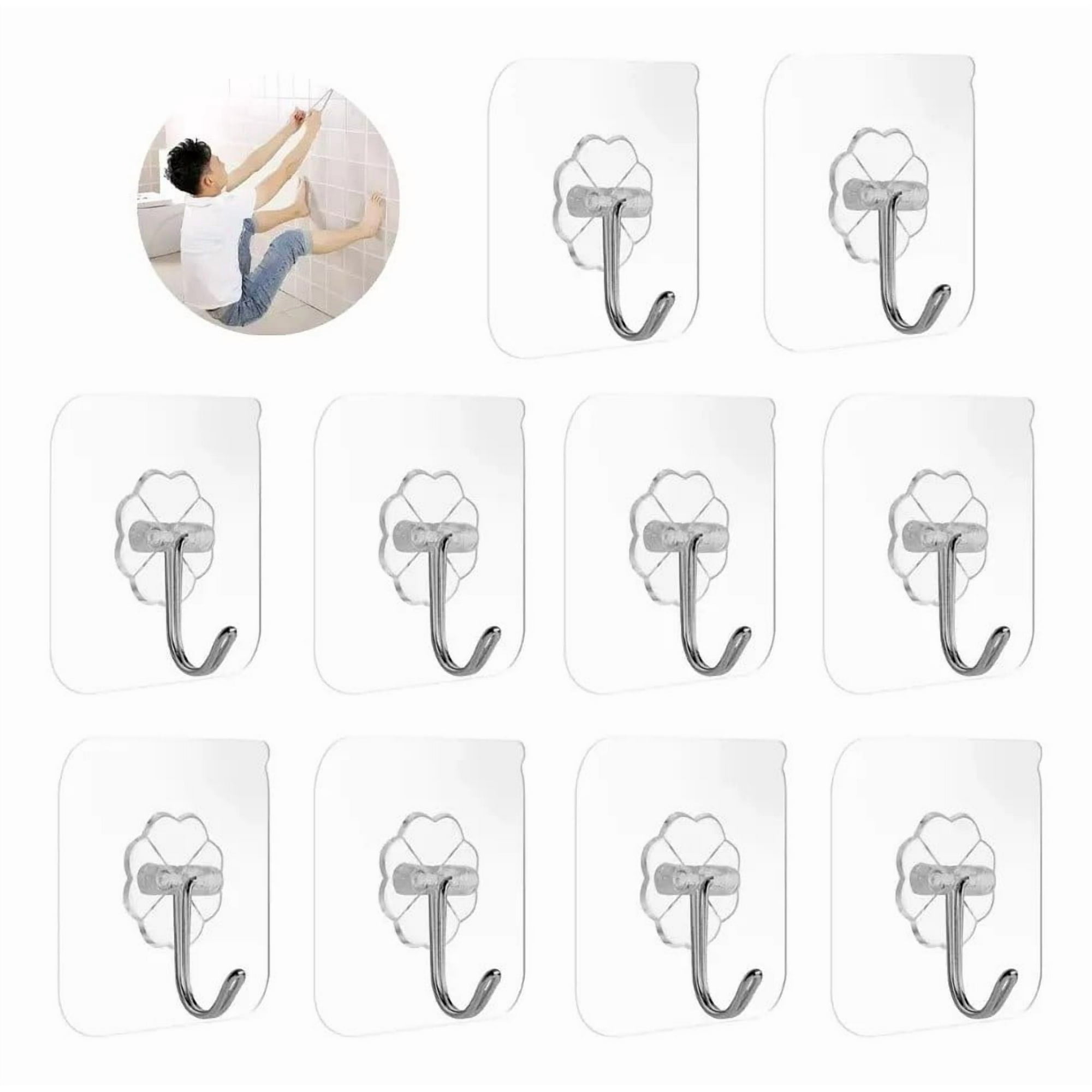 Genérica - Pack 10 Unidades Gancho Para Pared / Metálico Con Adhesivo Agua