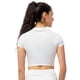 thumbnail image 5 of Camiseta polo de punto con cuello en V para mujer, cintura alta, manga corta, top corto, blanco, 5 of 7